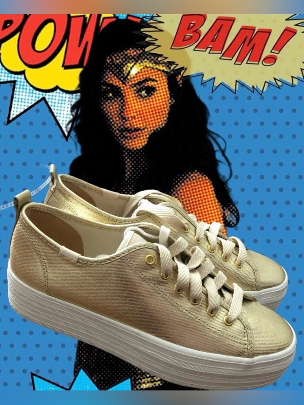 Keds 💫Wonder Woman 84 Gold Triple Up Sneakers Size 10 *EUC*